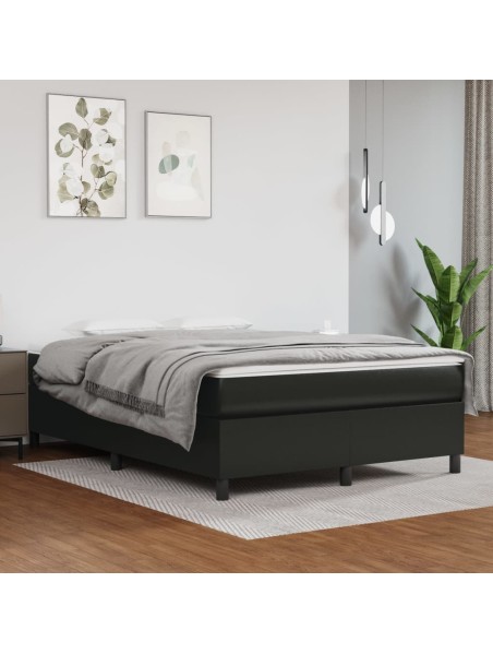 Boxspringbett Schwarz 140x190 cm Kunstleder