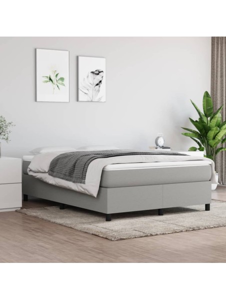 Boxspringbett mit Matratze Hellgrau 140x200 cm Stoff