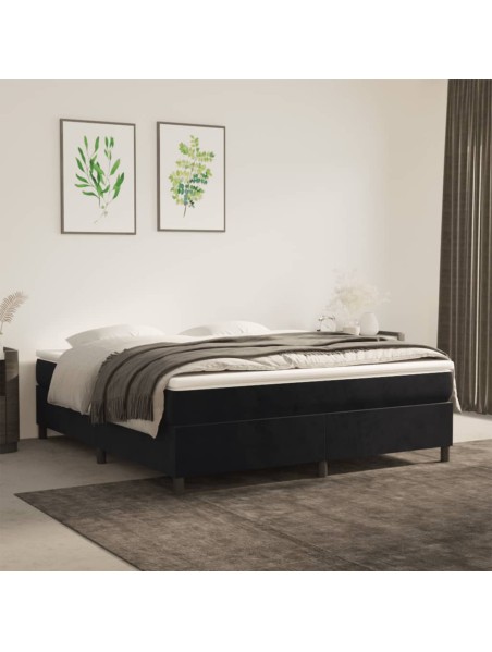 Boxspringbett mit Matratze Schwarz 180x200 cm Samt