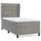 Boxspringbett mit Matratze Hellgrau 100x200 cm Samt