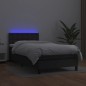 Boxspringbett mit Matratze & LED Schwarz 90x200 cm Kunstleder