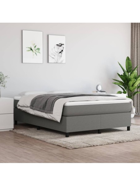 Boxspringbett mit Matratze Dunkelgrau 140x190 cm Stoff