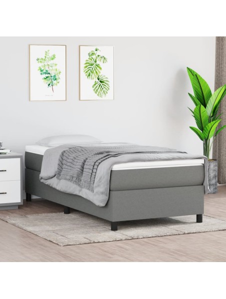 Boxspringbett Dunkelgrau 100x200 cm Stoff