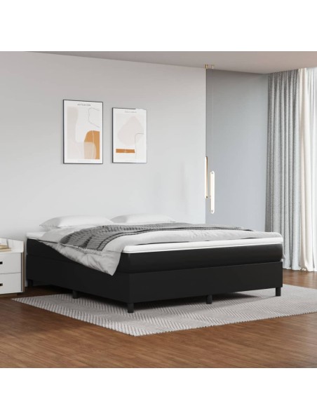 Boxspringbett mit Matratze Schwarz 180x200 cm Kunstleder