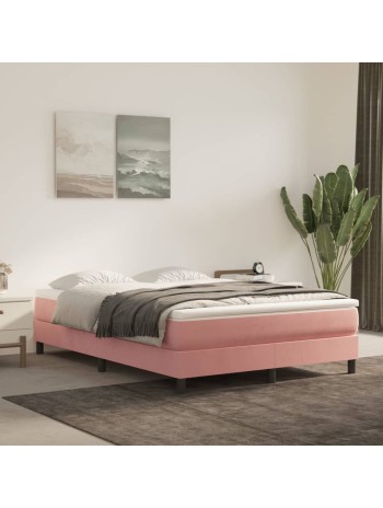 Boxspringbett mit Matratze Rosa 140x200 cm Samt