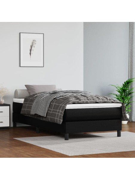 Boxspringbett mit Matratze Schwarz 100x200 cm Kunstleder