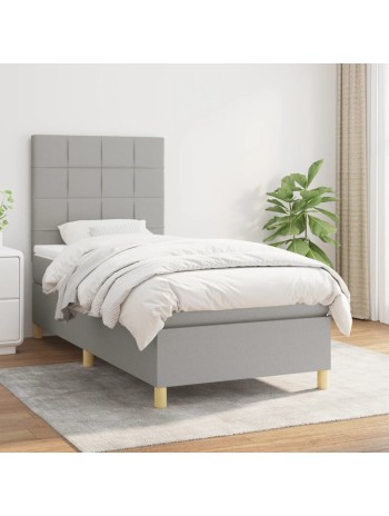 Boxspringbett mit Matratze Hellgrau 90x190 cm Stoff