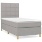 Boxspringbett mit Matratze Hellgrau 90x190 cm Stoff