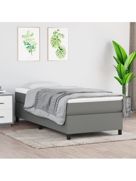 Boxspringbett mit Matratze Dunkelgrau 90x190 cm Stoff