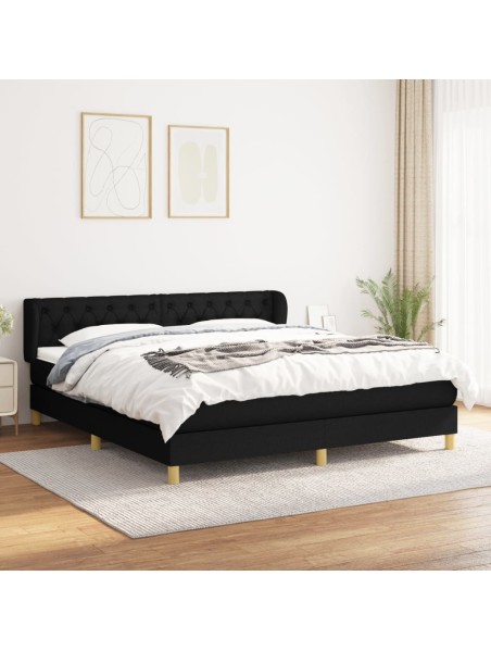 Boxspringbett mit Matratze Schwarz 160x200 cm Stoff