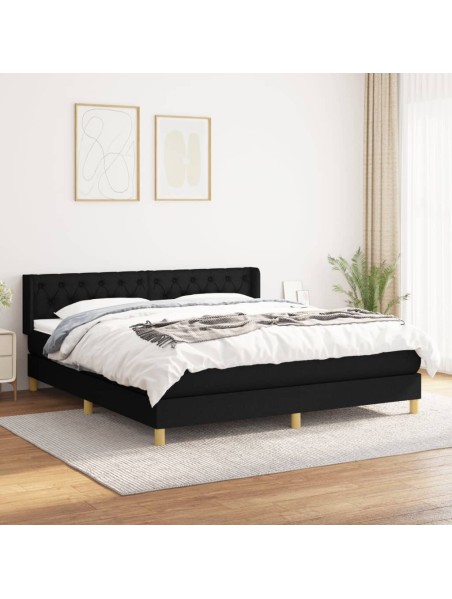 Boxspringbett mit Matratze Schwarz 160x200 cm Stoff