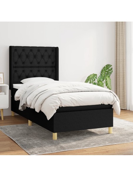 Boxspringbett mit Matratze Schwarz 80x200 cm Stoff