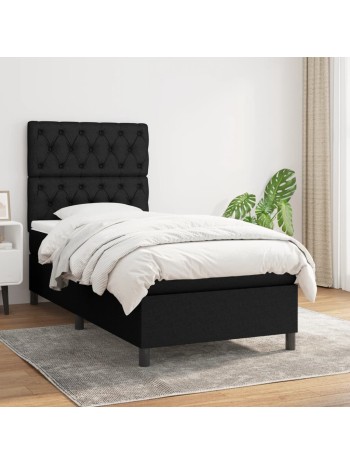 Boxspringbett mit Matratze Schwarz 80x200 cm Stoff