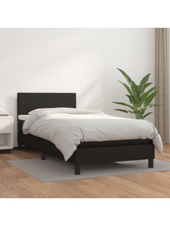 Boxspringbett mit Matratze Schwarz 90x190 cm Kunstleder