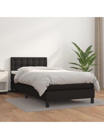 Boxspringbett mit Matratze Schwarz 90x190 cm Kunstleder