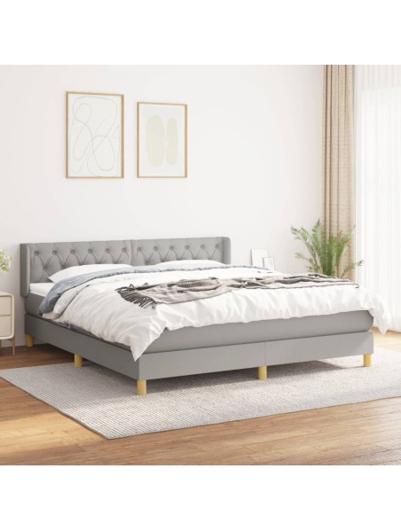 Boxspringbett mit Matratze Hellgrau 160x200 cm Stoff