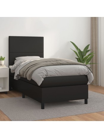 Boxspringbett mit Matratze Schwarz 90x190 cm Kunstleder