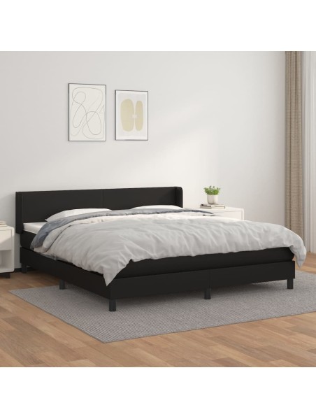 Boxspringbett mit Matratze Schwarz 180x200 cm Kunstleder