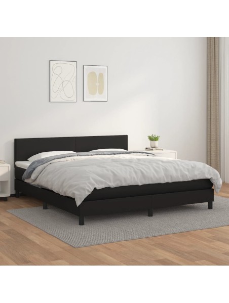 Boxspringbett mit Matratze Schwarz 180x200 cm Kunstleder