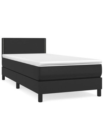 Boxspringbett mit Matratze Schwarz 90x200 cm Kunstleder