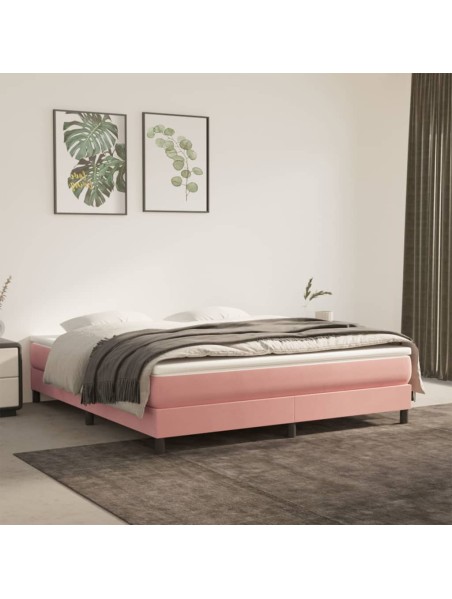 Boxspringbett mit Matratze Rosa 160x200 cm Samt