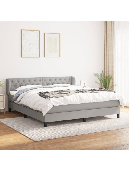 Boxspringbett mit Matratze Hellgrau 160x200 cm Stoff