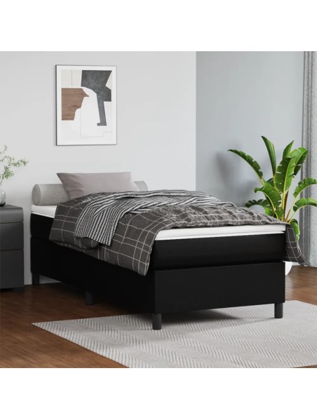 Boxspringbett Schwarz 100x200 cm Kunstleder