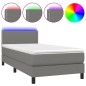 Boxspringbett mit Matratze & LED Dunkelgrau 90x190 cm Stoff