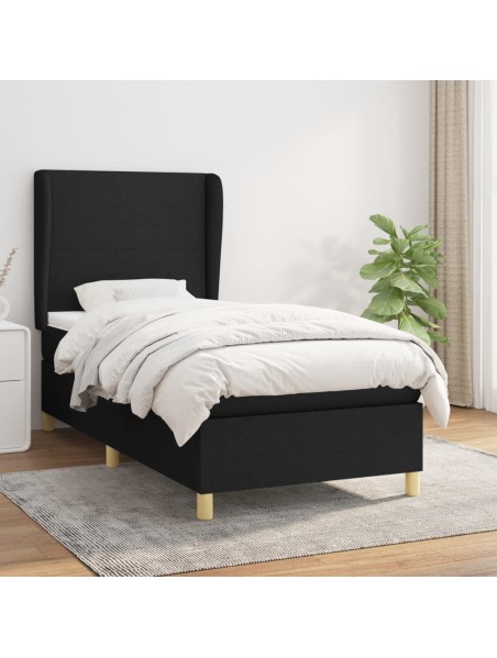 Boxspringbett mit Matratze Schwarz 90x190 cm Stoff