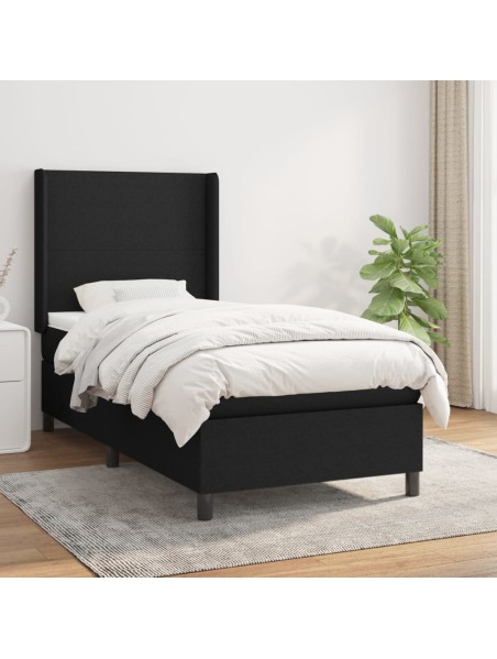 Boxspringbett mit Matratze Schwarz 90x190 cm Stoff