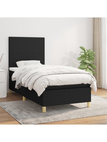 Boxspringbett mit Matratze Schwarz 90x190 cm Stoff