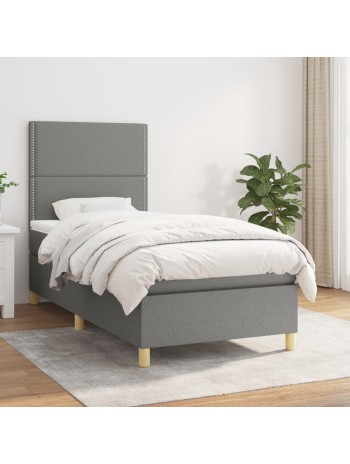 Boxspringbett mit Matratze Dunkelgrau 100x200 cm Stoff