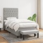 Boxspringbett mit Matratze Hellgrau 100x200 cm Stoff