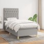 Boxspringbett mit Matratze Hellgrau 100x200 cm Stoff