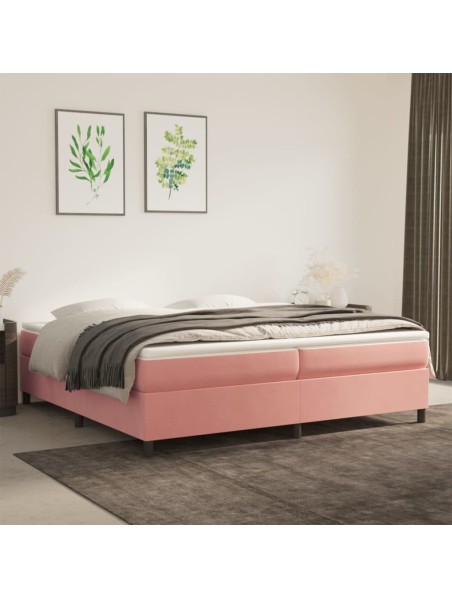 Boxspringbett mit Matratze Rosa 200x200 cm Samt