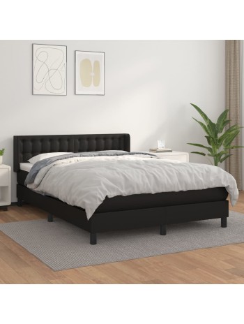 Boxspringbett mit Matratze Schwarz 140x200 cm Kunstleder