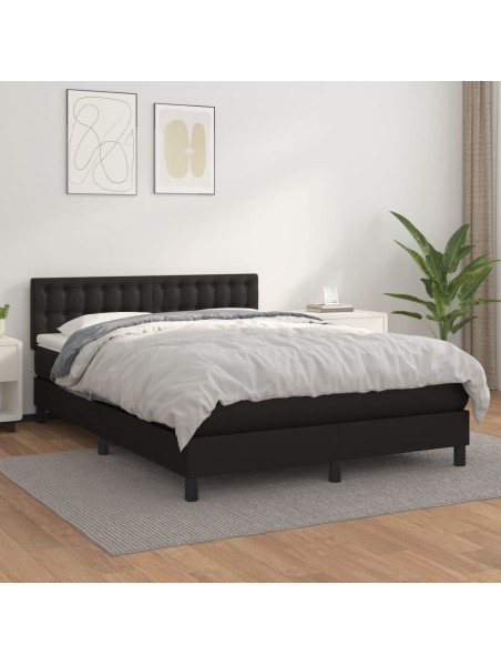 Boxspringbett mit Matratze Schwarz 140x190 cm Kunstleder