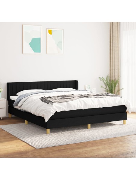 Boxspringbett mit Matratze Schwarz 180x200 cm Stoff