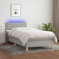 Boxspringbett mit Matratze & LED Hellgrau 90x190 cm Stoff