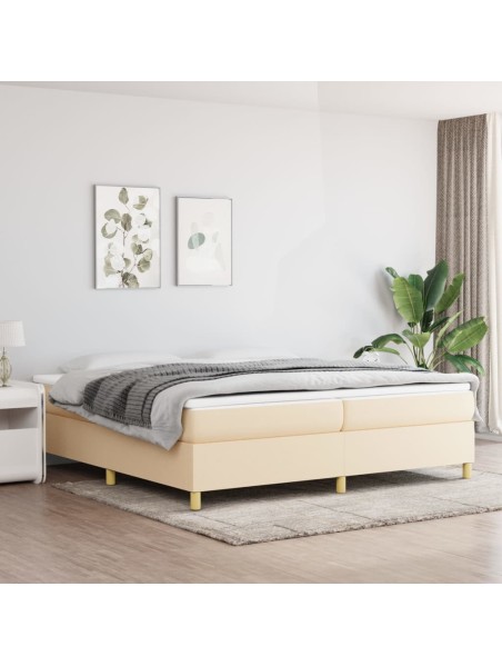 Boxspringbett mit Matratze Creme 200x200 cm Stoff