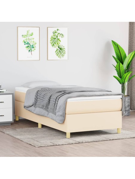 Boxspringbett Creme 100x200 cm Stoff