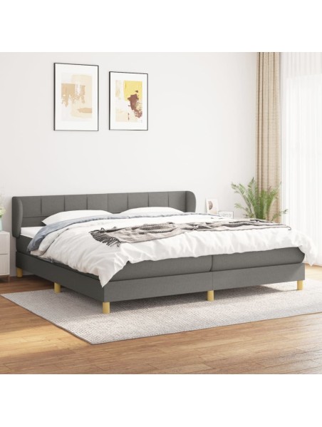 Boxspringbett mit Matratze Dunkelgrau 200x200 cm Stoff