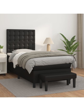 Boxspringbett mit Matratze Schwarz 90x190 cm Kunstleder