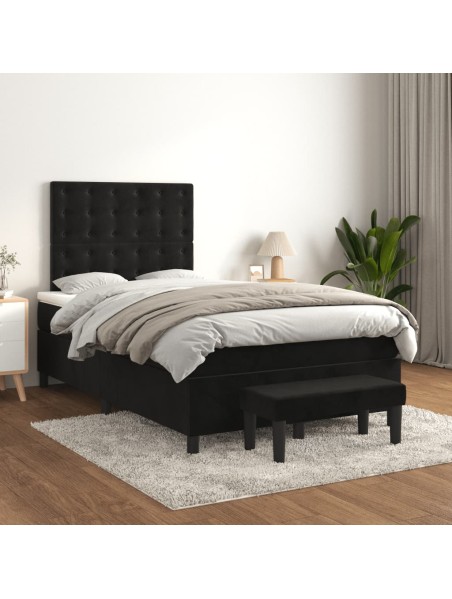 Boxspringbett mit Matratze Schwarz 120x200 cm Samt