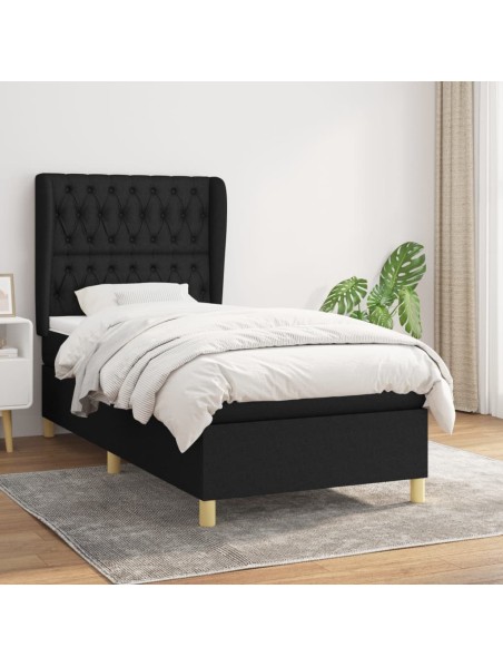 Boxspringbett mit Matratze Schwarz 90x190 cm Stoff