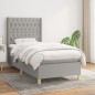 Boxspringbett mit Matratze Hellgrau 90x190 cm Stoff