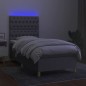 Boxspringbett mit Matratze & LED Hellgrau 90x200 cm Stoff