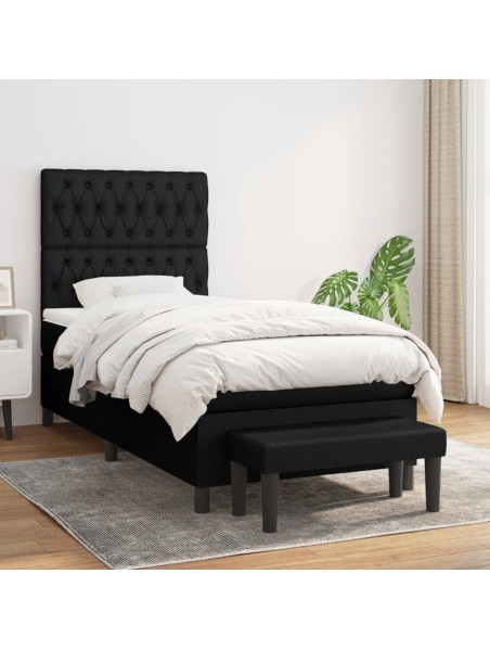 Boxspringbett mit Matratze Schwarz 90x200 cm Stoff