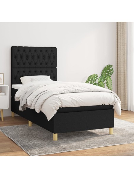 Boxspringbett mit Matratze Schwarz 90x190 cm Stoff