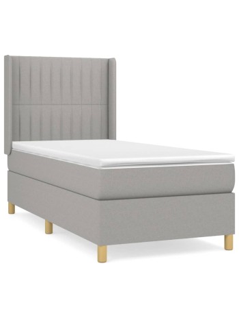 Boxspringbett mit Matratze Hellgrau 90x190 cm Stoff